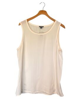Ann Taylor Sleeveless Silk Blend Scoop Neck Tank Size L Light Peach NEW FLAWED